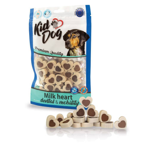 KidDog Milk Heart Dental&Mobility - jutalomfalat (tej,kollagén) kutyák részére (80g)