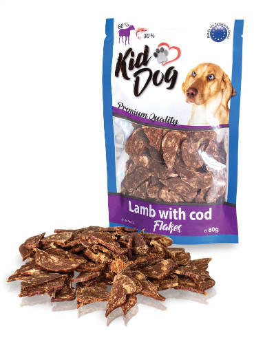 KidDog Lamb whit Cod Flakes - jutalomfalat (bárány/tőkehal) kutyák részére (80g)