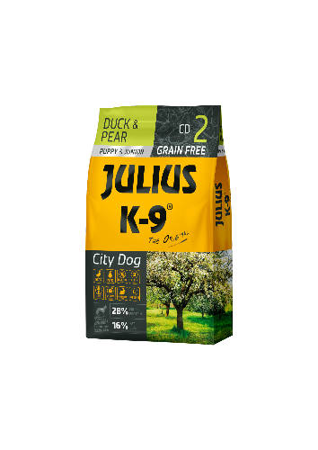 Julius K-9 10kg City Dog Duck,Pear Puppy (kacsa,körte) száraztáp - Kölyök kutyák részére