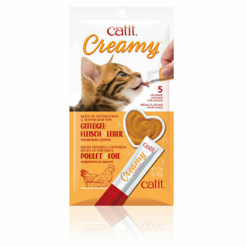 Catit Creamy Poultry & Leber - jutalomfalat krém (baromfi,máj) macskák részére (5x15g)