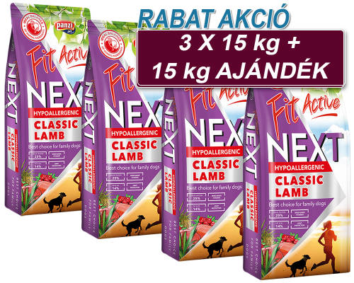 AKCIÓS RABAT CSOMAG.ÁR: FITACTIVE NEXT Classic Lamb&Fish with cranb. 15kg 3+1