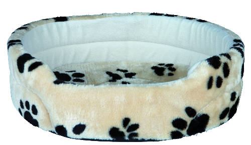 Trixie Charly Bed - ovális, peremes fekhely (bézs/mintás) kutyák részére (70x62cm)